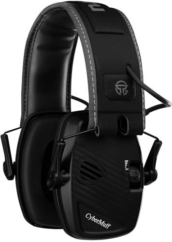 TacGuru CyberMuff E – Electronic Shooting Ear Protection Earmuffs, NRR 24 dB, Gun Range Hearing Protection for Shooters, Black