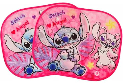 Lot de 2 rideaux pare-soleil latéraux pour voiture pour enfants avec ventouses (STITCH Fille)