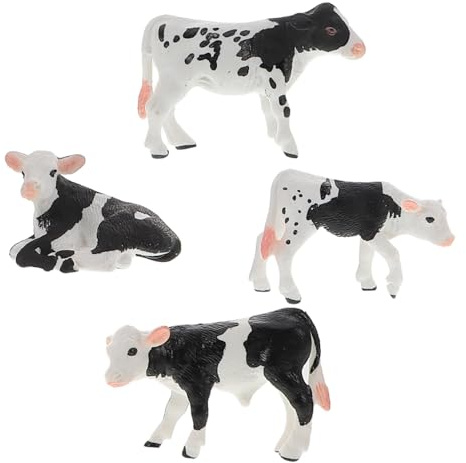 ZUNOXAZ Figuras de Vacas Realistas de Plástico para Niños, 4 Piezas Decorativas Seguras Ideales para Casas de Muñecas y Estanterías