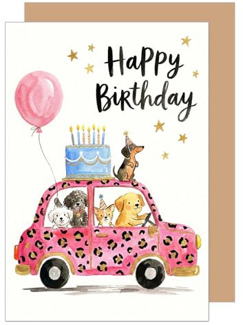 Edition Seidel Premium Biglietto di auguri di compleanno con busta. Auguri di buon compleanno Happy Birthday per uomo donna cane gang auto (G4270 SW026)