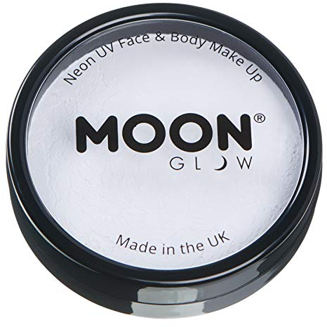 Moon Glow Tarros de pintura para rostro y cuerpo UV de neón intenso Pro, maquillaje profesional de pintura facial a base de agua para adultos y niños, 36g Blanco