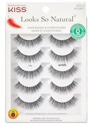 KISS Looks So Natural, False Eyelashes, 'Shy', 12mm, Includes 5 Pairs Of Lashes, Easy to Apply, Reusable Lash Clusters