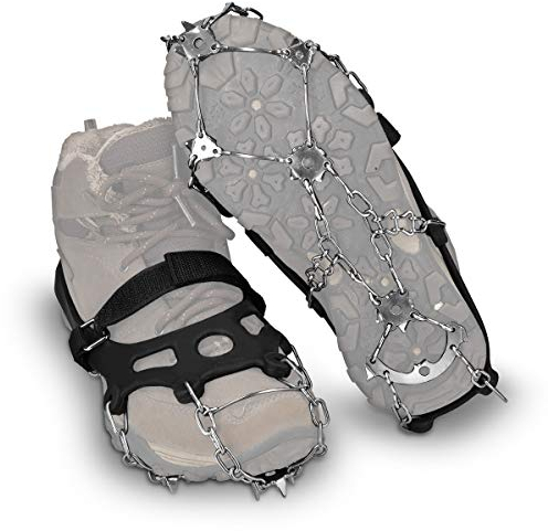 Navaris Spikes für Schuhe - Silikon Schuhspikes mit Edelstahl Ketten - Schnee EIS Wandern Sport - Schuhkrallen für Damen Herren Kinder