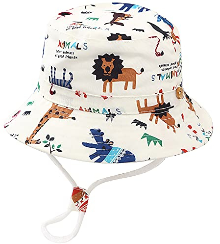Malaxlx Unisex Kleinkind Sonnenhut Tiere Welt Fischerhut Kinder Sommerhut für 2-4 Jahre Mädchen Jungen