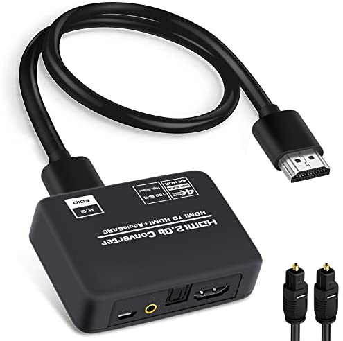 4K@60Hz HDMI Audio Extractor Splitter Converter, Hdmi zu HDMI + Optical Toslink SPDIF + 3.5mm Stereo Analog Audio, hdmi 2.0b Audio Embedder Inserter für PS5,Xbox, mit Optisches Digital kabel