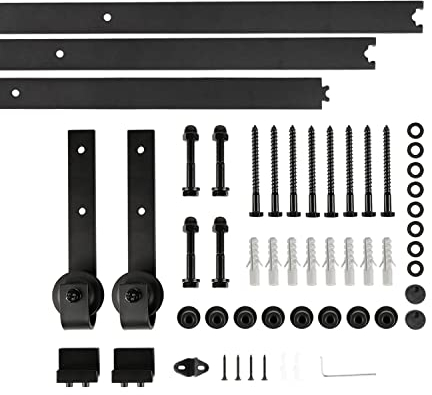 300cm Quincaillerie Kit de Rail pour Porte Coulissante, pour système de quincaillerie à Célibataire porte, (boucle de fleur de prunier à trois sections) (classique)
