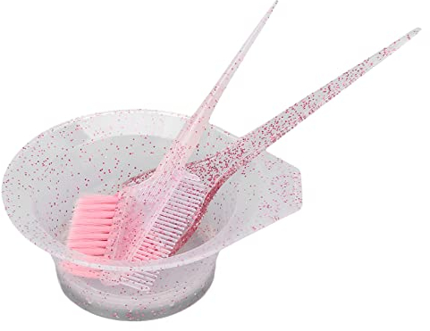 Set di 3 Strumenti per la Colorazione dei Capelli Spazzole e Ciotole per Colorare i Capelli, Set di Strumenti per la tintura dei Capelli di Pettine per Tinture per Parrucchieri in Salone(Rosa)