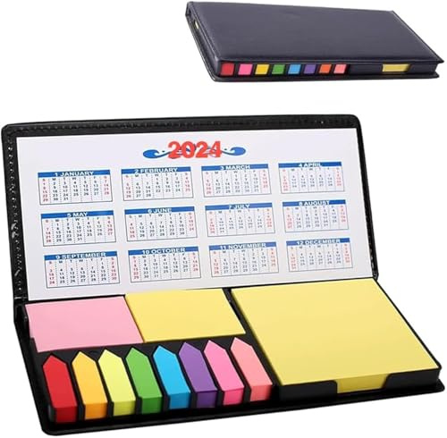 Sticky Notes Set, 2000 Pcs Colorful Self-Stick Memo Note Pads with Rectangular Notes Bookmarks and Memo Stickers Includes PU Box Perfect Office Home School and Meeting Gifts