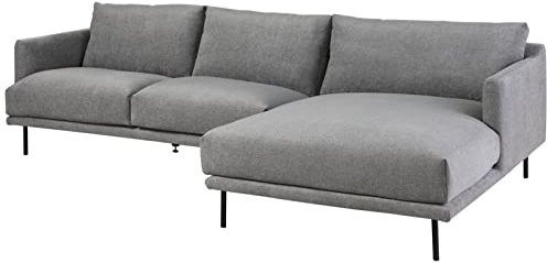 MASSIVMOEBEL24.DE Ecksofa (Ottomane rechts) TRIENT, Farbe:grau, Größe:Ecksofa (285 cm)