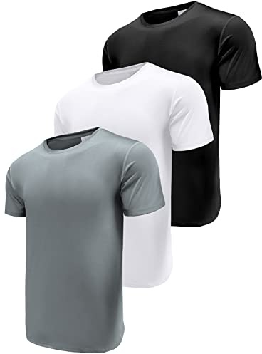 Boyzn 3-pack sportt-shirts för män, kortärmade t-shirts, funktionell skjorta, löpskjorta, snabbtorkande ventilerande sportskjorta, fitnessskjorta, träningströja för löpning workout bodybuilding,