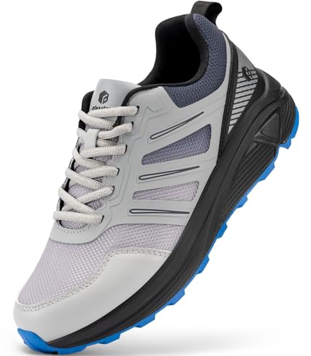 FitVille Wide Fit Mens Trainers Trail Running Shoes, Graphite, 12 Wide