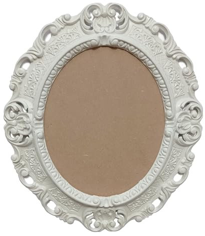 LIGUORO SHOP Ovaler Bilderrahmen im venezianischen Barock-Stil, Vintage-Stil, Shabby Chic, 45 x 39 cm, für Fotos, Poster, Drucke (weiß)