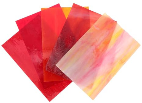 NUOBESTY Carreaux De Verre Coloré 10x15 Cm Lot De 4 Pièces Pour Débutants Fournitures Bricolage Décoration Intérieure Artisans Amateurs Assortiment Rouge Translucide