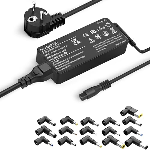 YHNZXCD Cargador Universal AC 90W para Portátil con 16 Conectores Compatible con HP DELL len ovo ASUS Acer Samsung Toshiba - Adaptador de Corriente sin Conexión USB-C