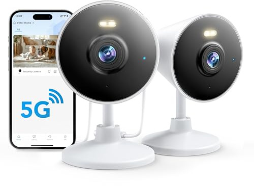 [5G & 2.4G] Indoor/Outdoor Security Camera for Home, Baby/Elder/Dog/Pet Camera with Phone App, Wi-Fi Camera w/Spotlight, Color Night Vision, 2-Way Audio, 24/7, SD/Cloud Storage, Work w/Alexa, 2Pack