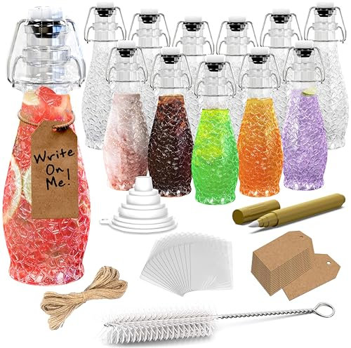 Nevlers 8.5 Oz Textured Swing Top Glass Bottles with Stoppers 12 Pack Set