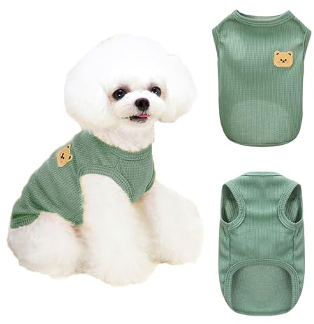 FFWTPY Camisas para Perros Pequeños Chaleco de Verano para Mascotas Cachorros Ropa Suave Transpirable Básica Elástica Sin Mangas Camiseta Sudadera para Perro Chihuahua Gato Ropa