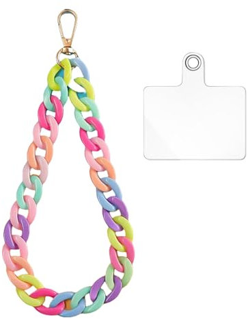 Lilbitty Bunte Acryl Kette Kurz, anhänger mit Perlen, Handgelenkschlaufe für, Schlüsselanhänger Bunt, schmuck und Taschenanhänger