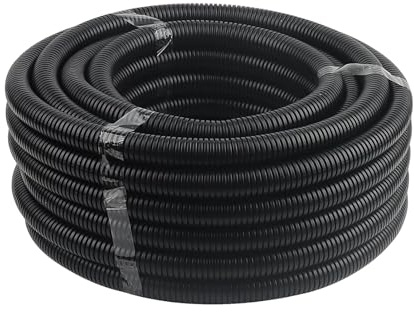 FAAING Tubo corrugado ranurado de 50 m de longitud, ID 10 mm x OD 13 mm, tubo vacío ranurado, tubo corrugado flexible, protección de cables, manguera de cable negro vacío para cable de fibra óptica