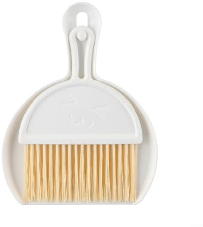 Desktop Sweep Cleaning Brush Set, Mini Broom Dustpan Kit, Portable Handheld Sweeper For Table Keyboard Car Vent Crumb Collector White(White)