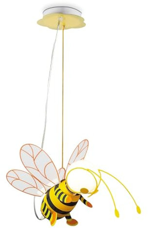 bmf-versand® Kinderlampe Decke Biene LED – Hängelampe für das Kinderzimmer – Pendelleuchte in Gelb mit LED-Leuchtmittel – Kinderzimmerlampe für Jungen & Mädchen – 693 Lumen, 2700K, IP20