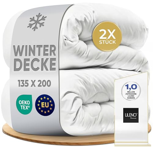 LILENO HOME Piumino invernale 135x200 cm [Confezione da 2] - caldo piumino invernale 135x200 cm per un sonno rigenerante - Piumino invernale 135x200 cm lavabile fino a 95° C - Piumino antiallergico