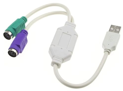 GERUI Cable convertidor de PS2 a USB, USB a PS/2, cable USB a ratón, cable convertidor de teclado y ratón, para teclado, ratón, PS2, ordenador portátil (blanco)