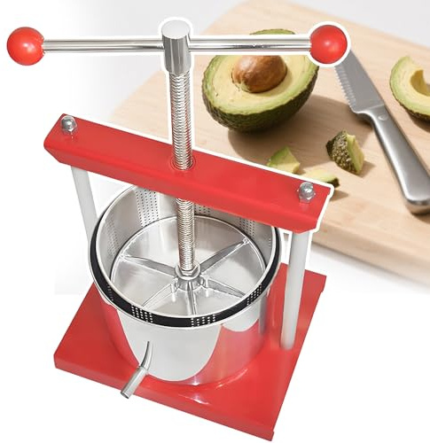 forplubossmmp Pressa per Frutta di qualità Commerciale da 1,6 Galloni, Spremiagrumi Manuale in Acciaio Inox per Vino, Sidro E Tinture di Erbe E per Spremere Frutta Fresca A Casa, Misura 35cm