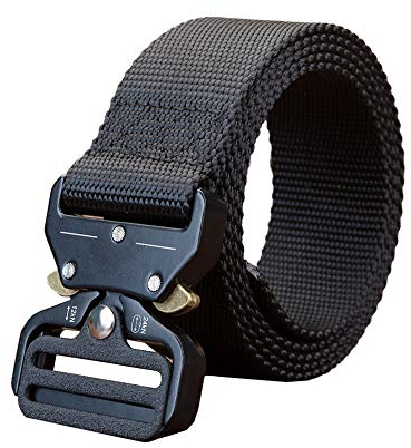 Bakicey Tactical Gürtel, Taktischer Gürtel Heavy Duty Gürtel Jagd Gurte, Schnellverschluss Military Style Shooters Nylon Atmungsaktiv Gürtel mit Metallschnalle Gurtband (Schwarz, 135cm)