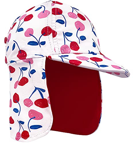 Gifts Treat Baby Boys Girls UPF 50+ Sun Protection Swim Cap Flap Hat for Kids, Quick Drying Baby Sun Hat with Neck Protection for Beach Seaside Pool, Cherry, 6-12 Months
