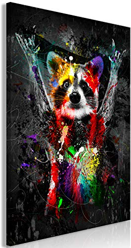 murando - Wandbild Waschbär 30x45 cm Vlies 1 tlg Leinwandbild Wand Deko Wohnzimmer Schlafzimmer Kinderzimmer Küche Tier Wandbilder Wandbild Groß - Tiere Farbflecken g-A-0245-b-a