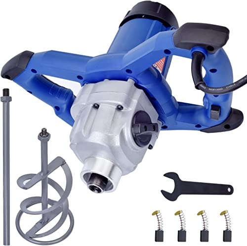 Concrete Mixer Machine, 1800W Cement Mixer Mixing Drill Tool for Concrete Cement Panit Mortar Drywall Mud Grout Thinset, Electric Hand Paint Paddle Mixers, Adjustable 7 Speeds