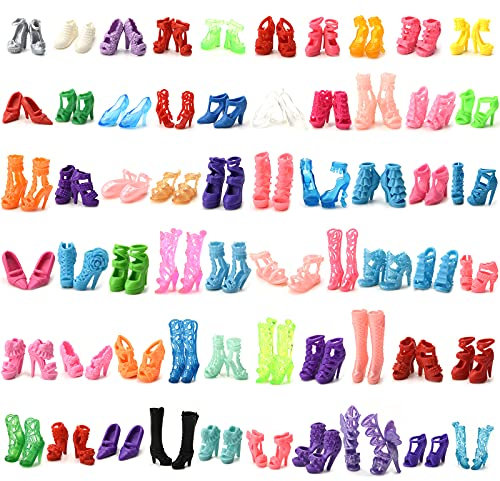 Asiv Puppenkleidungszubehör, 60 Paar Schuhe und Accessoires, geeignet für Puppen mit Einer Größe von 11,5 Zoll, Geschenke für Mädchen