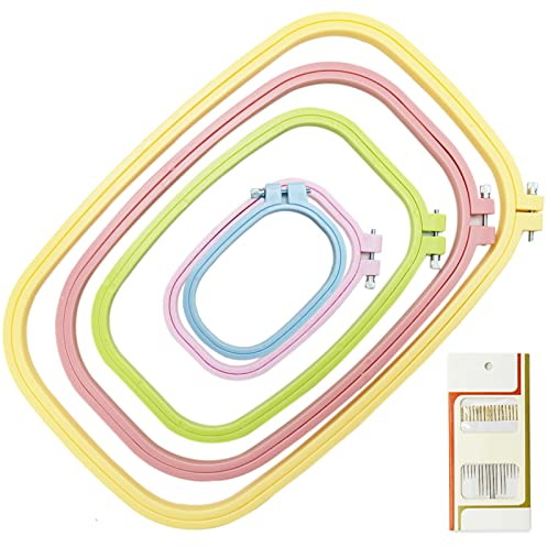 LAMXD 5 Größen, bunter Stickrahmen, rechteckig, quadratisch, Kreuzstichrahmen, Nähwerkzeug für Kunsthandwerk, praktisches Nähen (Mehrfarbig)