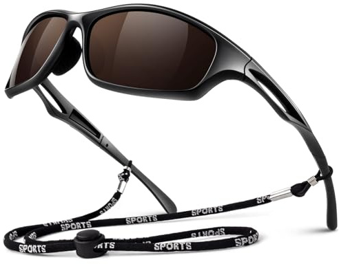 LINVO Polariserade solglasögon för män och kvinnor, lätta, sport, körning, cykling, fiske, 100 % UV400-skydd, CAT 3 CE, 42 mm x 62 mm x 128 mm x 17 mm x 147 mm