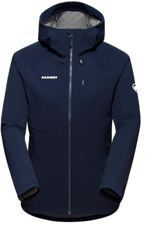 Mammut Ultimate Comfort SO Hooded Jacket Women | Softshelljacke für Damen, Outdoor Jacke mit Kapuze, Wanderjacke, Funktionsjacke, Allwetterjacke | Marine, XS