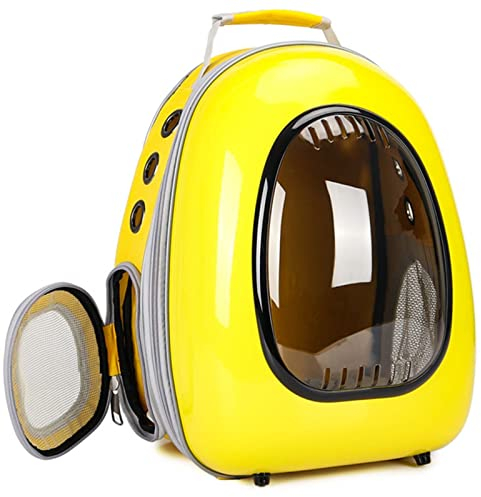 Samnuerly Katzenrucksack mit Fenster, atmungsaktive Reisetasche, Astronauten-Raumkapsel, Haustier-Tragerucksack für Katzen und Hunde (Farbe: Gelb, Größe: M) (Gelb M)