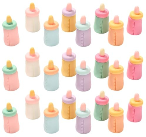 BESTonZON Biberones Juguete Miniatura 24 Piezas Juguetes Educativos para Niños Accesorios De Casas De Muñecas Decoración DIY Llaveros Simulación Botellas De Alimentación