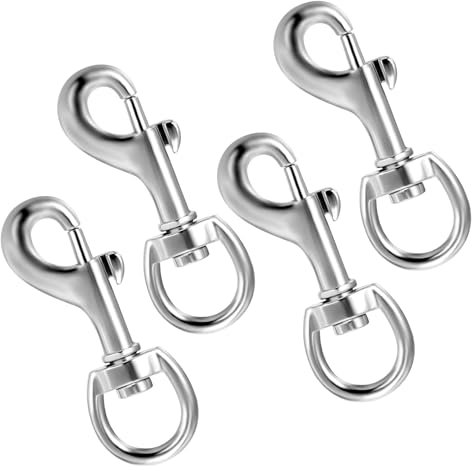 Yuanchu Lot de 4 mousquetons avec articulation pivotante - En acier inoxydable - 72 mm - Mousqueton - Laisse pour chien - Multifonction