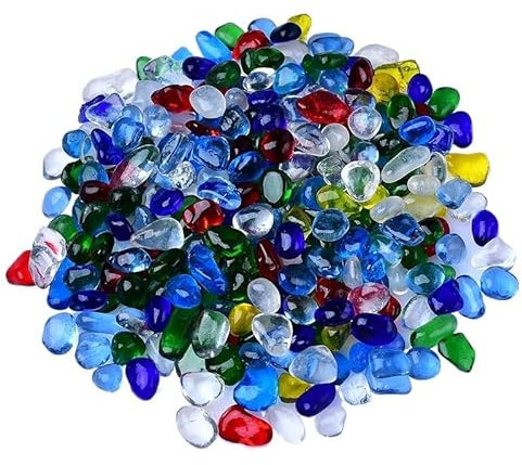 WEITINGKKK La Pietra del Pesce, Ghiaia di Cristallo di Vetro colorato for acquari, vasi da Fiori, Decorazioni for Il Paesaggio, Multicolore 5-12 mm(9-12mm500g)