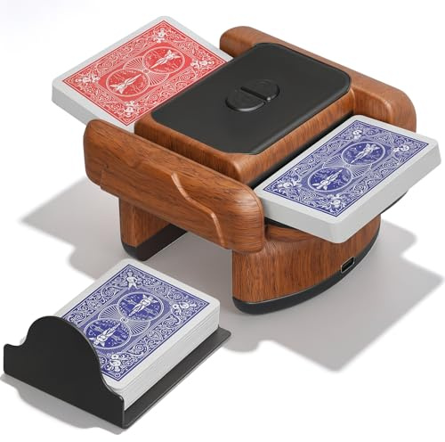 Mezcladora de Tarjetas eléctrica para 1 – 2 Barajas One-Press Auto & Manual Recargable 2600 mAh bajo Ruido para póquer UNO Blackjack Skip-BO Phase 10 Texas Hold'em