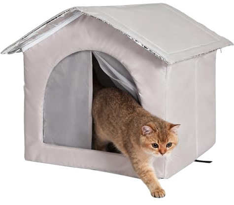 Cat House - with Screen Warm Large Pet Supplies - Outside Cat House Winter Shelter | for Cold Weather Small Medium Animal Indoor Garden Yard Patio Porch Lawn Balcony
