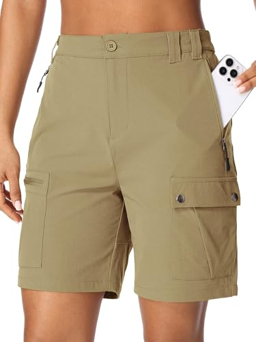Peysuck Cargo Shorts for Women Khaki