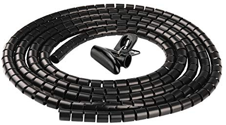 Chengsi Cable Sleeve Organizer 10FT Coiled Tube Sleeve Cable Management Sleeve for Home Office PC TV Black