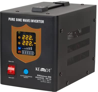 Nödströmförsörjning KEMOT PROsinus-500 URZ3404B växelriktare ren sinus laddningsfunktion 12 V 230 V 500 VA/300 W, svart