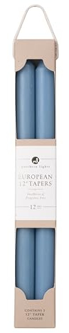 Northern Lights Candles - 12 2PK Premium Tapers, Prairie Blue - 72865