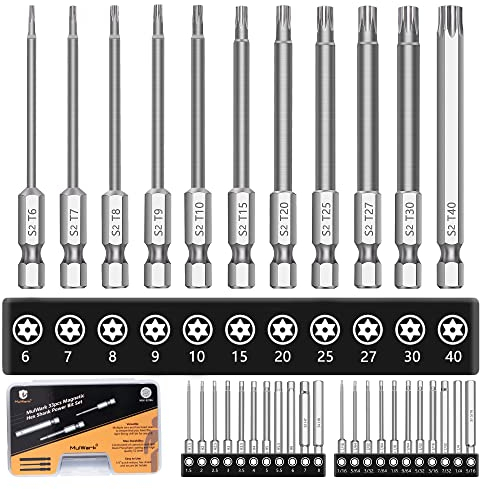 MulWark Schraubenschlüssel Set - Hex Head Allen Torx Schraubendreher Set, 33pc (Metric & SAE) Torx Bits Set Lang, Schnellspanner-Schaft Magnetisch Bitsatz Screwdriver Set für Möbel