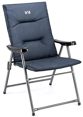 Trail Monarch Folding Camping Chair Padded High Back Outdoor Garden Armchair Seat (Blue & Black)