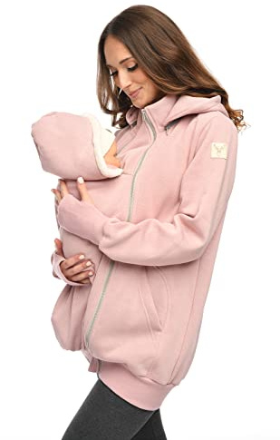 MijaCulture 3-i-1 bärjacka, mammatröja för bärduk, kängurujacka, 4132, ROSA, S