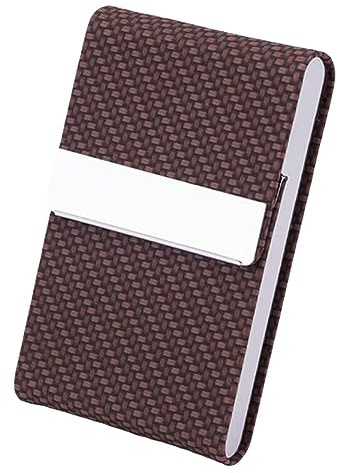 anso Étui pour cartes d'identité, cartes de crédit, cartes de visite, étui à boucle en cuir synthétique, Motif tissé Café